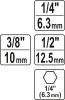 YATO Súprava adaptérov 3ks HEX 1/4, 3/8, 1/2 (YT-04685)