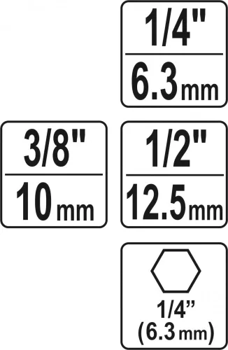 YATO Súprava adaptérov 3ks HEX 1/4, 3/8, 1/2 (YT-04685)
