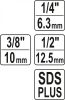 YATO Súprava adaptérov SDS+ 1/4", 3/8", 1/2" (YT-04686)