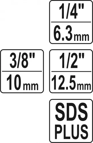YATO Súprava adaptérov SDS+ 1/4", 3/8", 1/2" (YT-04686)