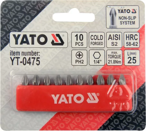 YATO Bit krížový 1/4" PH2 x 25 mm 10 ks (YT-0475)