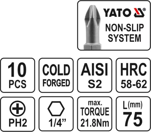 YATO BIT sada 10 ks PH2x75 (YT-0480)