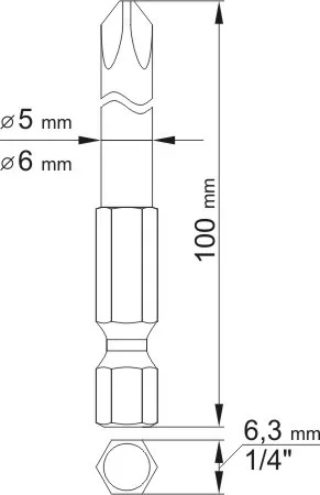 YATO Sada bitov 1/4" 2 ks krížové L = 100 mm PH1, PH2 (YT-0488)