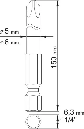 YATO Sada bitov 1/4" 2 ks krížové L = 150 mm PH1, PH2 (YT-0489)