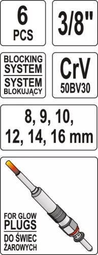 YATO Kľúč na sviečky sada 6ks 8-16mm (YT-0534)
