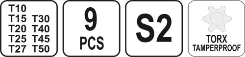 YATO Sada skrutkovače T TORX s otvorom 9 ks T10-T50 (YT-05615)