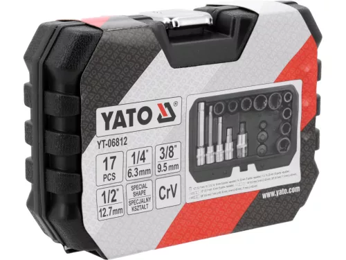 YATO sada náradia na brzdové strmene, 17 ks, 1/2" a 3/8" (YT-06812)