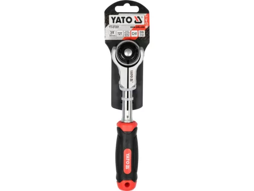 YATO Flexibilná račňa s otočnou guľovou hlavou 3/8" – 72 zubov, 195 mm (YT-07201)