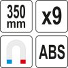 YATO Plastová lišta s magnetickým držiakom pre 9 YATO skrutkovačov 350 x 50 x 40 mm (YT-08353)