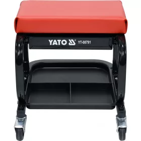   YATO DIELENSKÁ TABURETKA SO ZÁSUVKOU NA KOLIESKACH OBŠITÁ VINYLOM  (YT-08791)