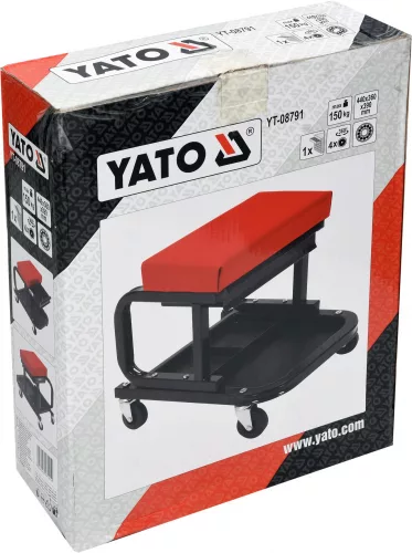 YATO DIELENSKÁ TABURETKA SO ZÁSUVKOU NA KOLIESKACH OBŠITÁ VINYLOM  (YT-08791)