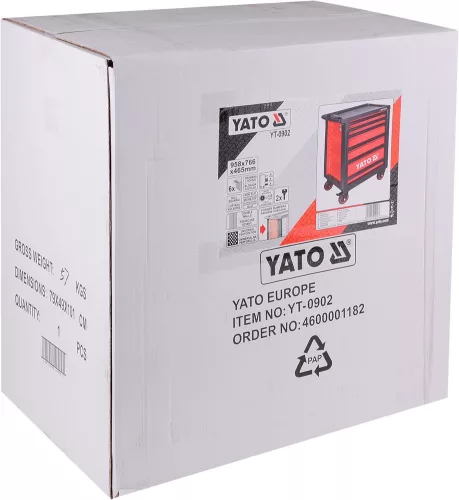 YATO Skrinka dielenská pojazdná 6 zásuviek červená (YT-0902)