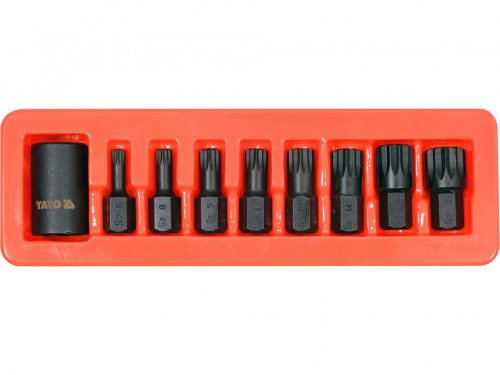 YATO Sada rázových skrutkovacích bitov YATO SPLINE M6-M18 + 1/2" 6-bodový adaptér 9 ks (YT-10663)