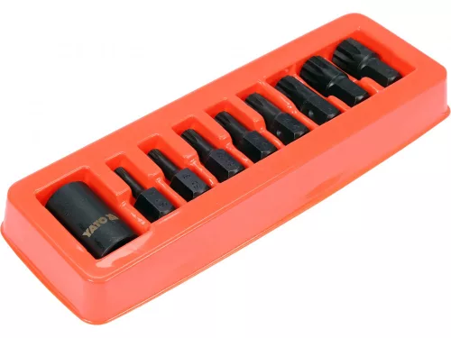 YATO Sada rázových skrutkovacích bitov YATO SPLINE M6-M18 + 1/2" 6-bodový adaptér 9 ks (YT-10663)