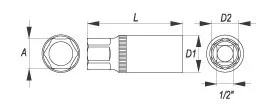 YATO Nadstavec 1/2" 16 mm na sviečky (YT-1253)