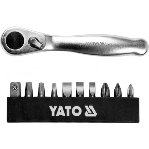YATO sada skrutkovacích bitov s račňou, 11-dielna (YT-14390)