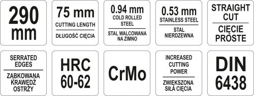 YATO Nožnice na plech 290 mm rovné CrMo (YT-1922)