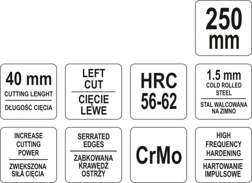 YATO Nožnice na plech 250 mm ľavej CrMo (YT-1960)