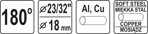 YATO Ohýbačky na trubky Al, Cu, 180°, priemer. 23/32" - 18mm (YT-21846)