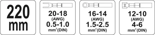 YATO Kliešte konektorové 220 mm, priemer 0,5-6 mm (YT-2250)