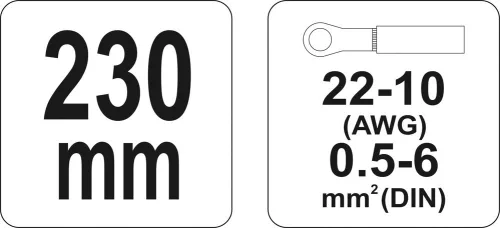 YATO Kliešte konektorové 230mm, 22-10 (AWG), 0,5-6,00mm2 (YT-2296)