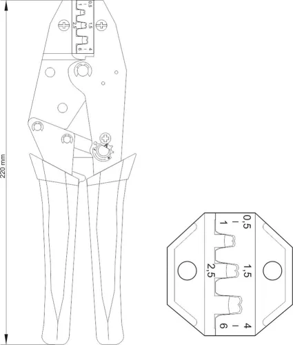 YATO Kliešte konektorové 230mm, 20-18 (AWG), 0,5-6,00mm2 (YT-2300)