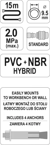 YATO Navijak so vzduchovou hadicou PVC+NBR 9,5mm, 15m (YT-24241)