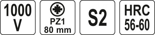 YATO Skrutkovač krížový PZ1 x 80 mm izolovaný 1kV (YT-2825)