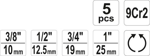 YATO Sada závitníkov na rúrky 5 ks 9Cr2 (YT-29001)