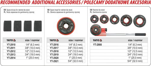 YATO Sada závitníkov na rúrky 5 ks 9Cr2 (YT-29001)
