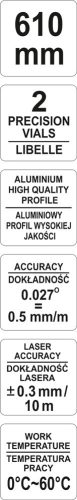 YATO Vodováha digitálne 610 mm s laserom (YT-30400)