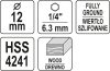 YATO HEX 1/4 vrták do dreva 12x60x100mm (YT-33867)