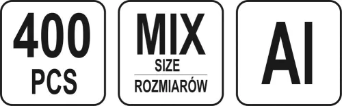 YATO Nit hliníkový sada 400ks (2,4, 3,2, 4,0, 4,8 mm) (YT-36420)