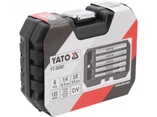 YATO Profesionálny set predĺžených nástavcov – 8, 10, 12, 13, 14 mm | CrV, dĺžka 120 mm (YT-38361)