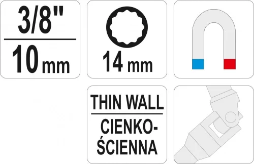 YATO Nástavec na sviečky s kĺbom 3/8" 14 mm (YT-38512)