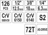 YATO Gola sada 1/2", 3/8", 1/4" + príslušenstvo 126 ks (YT-38875)