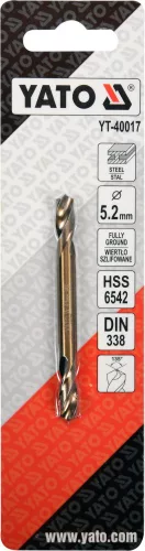 YATO 2-stranný vrták do kovu, brúsený: HSS 6542, Ø= 5,2 mm, l= 62/16 mm (YT-40017)