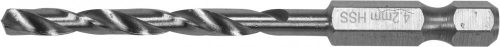 YATO vrták do kovu 4,2 x 75/43 mm HEX-1/4" HSS 6542 pre nehrdzavejúcu konštrukčnú legovanú oceľ (YT-44867)