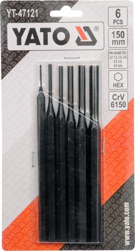 YATO Súprava vyrážačov 6ks, 150mm, priemer. 1,5, 3, 4, 5, 6, 8mm (YT-47121)