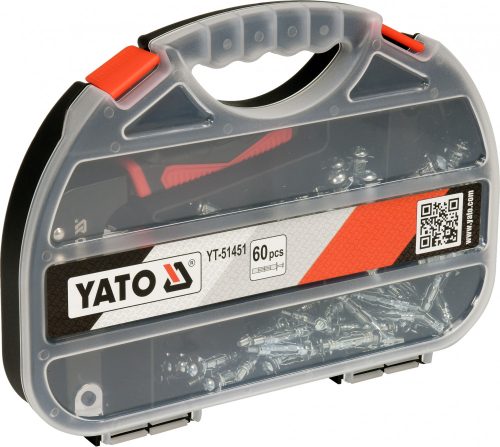 YATO Aplikačné kliešte + Molly hmoždinky (kotvy) do sadrokartónu, súprava 60 ks (YT-51451)