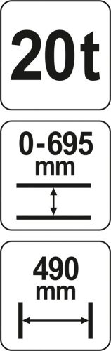 YATO Lis hydraulický 20t, zdvih 0-695mm, šírka 490mm (YT-55581)