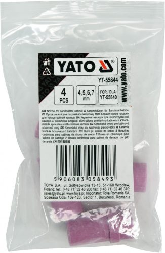 YATO Keramické trysky 4, 5, 6, 7 mm na pieskovanie (YT-55844)