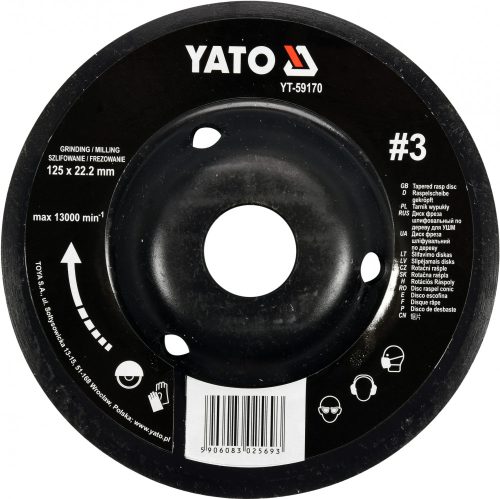 YATO Rotačný rašple uhlová jemná 125 mm typ 3 (YT-59170)
