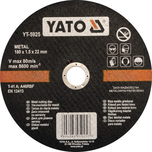 YATO Kotúč na kov 180 x 22 x 1,5 mm (YT-5925)