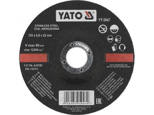 YATO brúsny kotúč z nehrdzavejúcej ocele – konvexný – 125 x 6,8 mm (YT-5947)