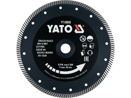 YATO TURBO DIAMANTOVÝ KOTÚČ 230MM NA REZANIE A BRÚSENIE TVRDÉHO ZELENÉHO KAMEŇA A KERAMIKA BEZ POŠKODENIA (YT-59985)