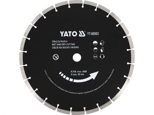 YATO DIAMANTOVÝ KOTÚČ NA REZANIE BETÓNU 350X25,4MM (YT-60003)