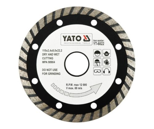 YATO Kotúč diamantový 115 x 22,2 x 2,4 mm turbo (YT-6022)