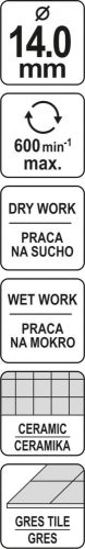 YATO diamantový vrták na dlaždice 14 mm (YT-60426)