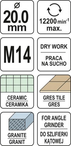 YATO DIAMANTOVÝ VRTÁK 20MM DO UHLOVEJ BRÚSKY (YT-60444)